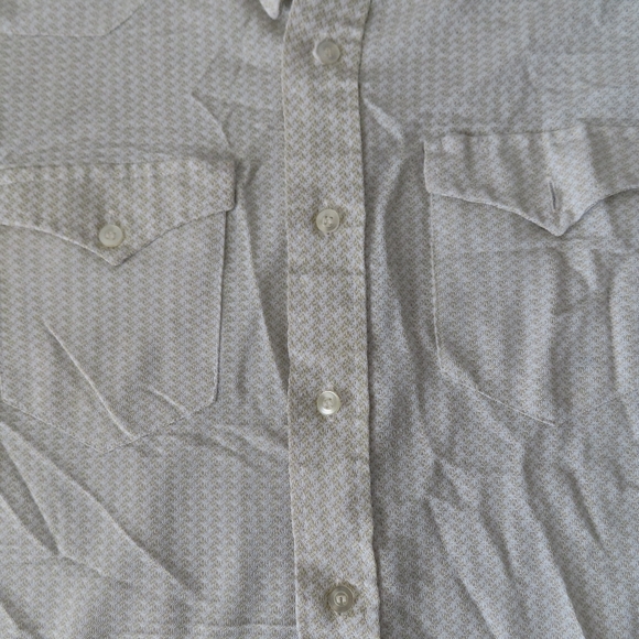 VTG Wrangler print Western Shirt Mens button up Long Tails Made in USA 16.5 35 - Picture 2 of 7